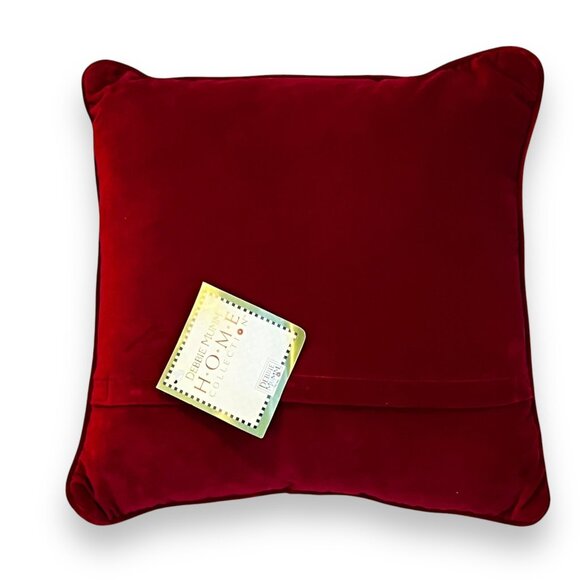 NEW Debbie Mumm Needlepoint Christmas Pillow Nordic Skier Wool Velvet 14" Square - Picture 4 of 6